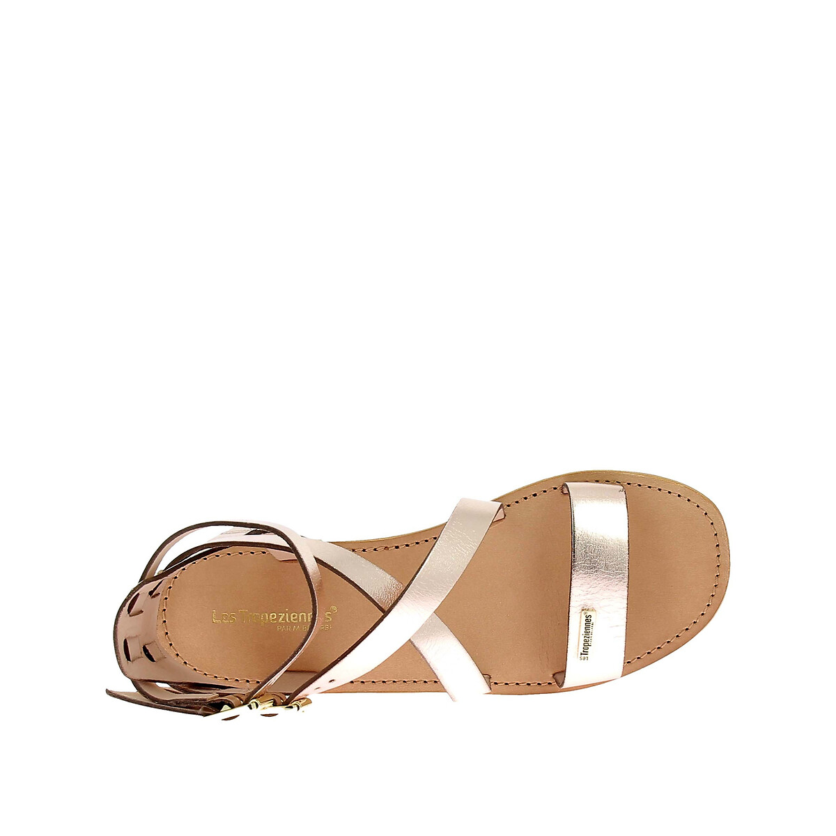 Hocean Leather Sandals with Low Heel gold-coloured, LES TROPEZIENNES PAR M.BELARBI