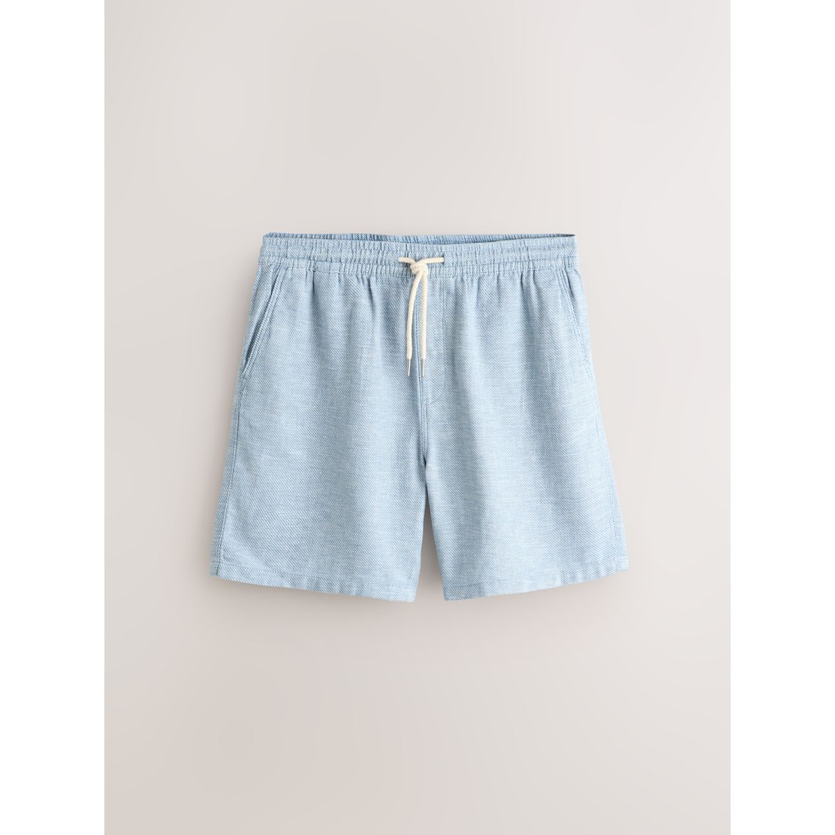 Short en lin mélangé à taille élastique bleu, NEXT