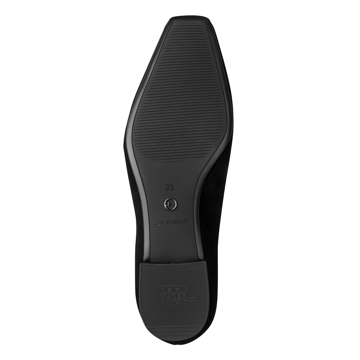 Ballerines en cuir suède, bout amande noir, TAMARIS