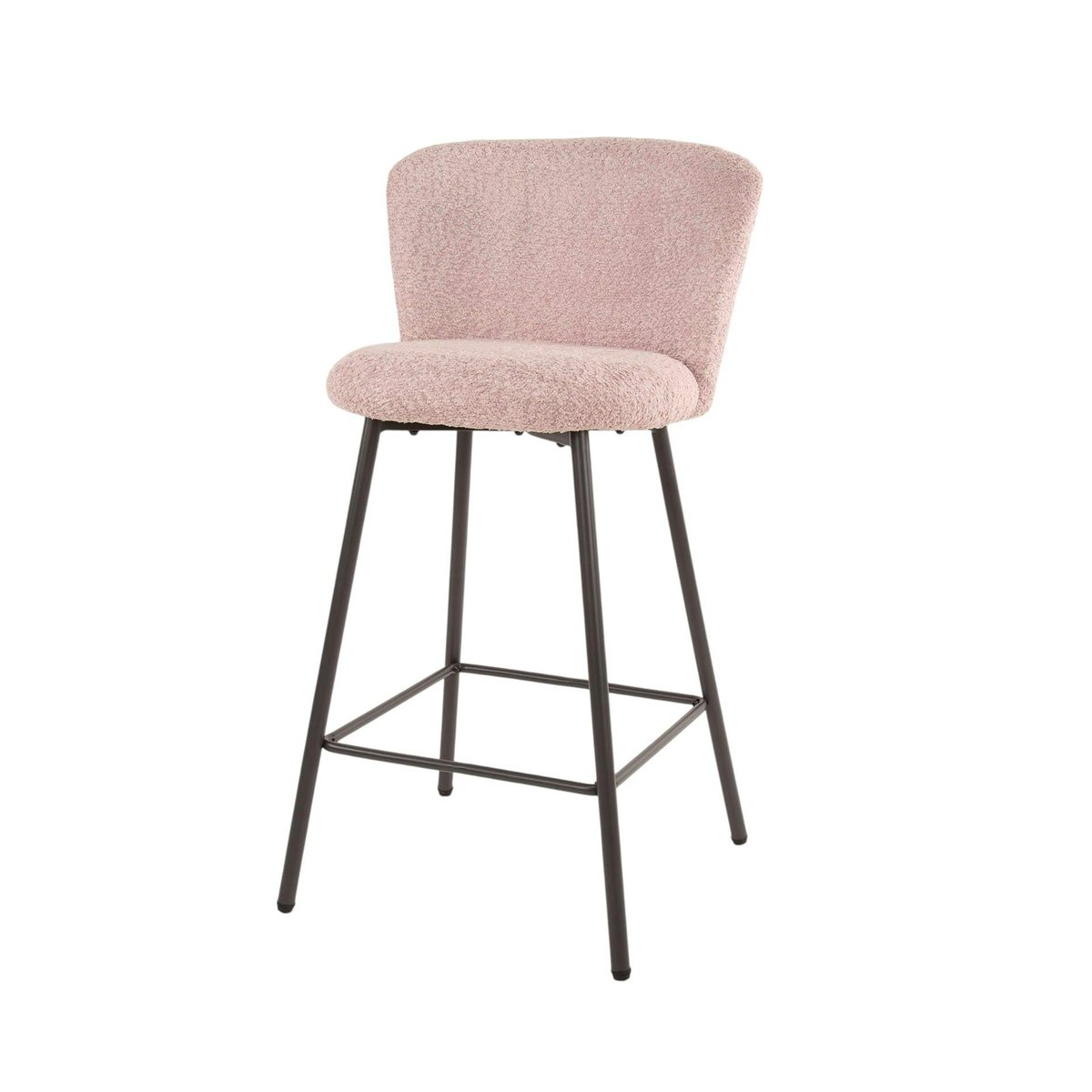 Tabouret de bar rose en tissu bouclette (lot de 2) GALWAY rose, PIER IMPORT