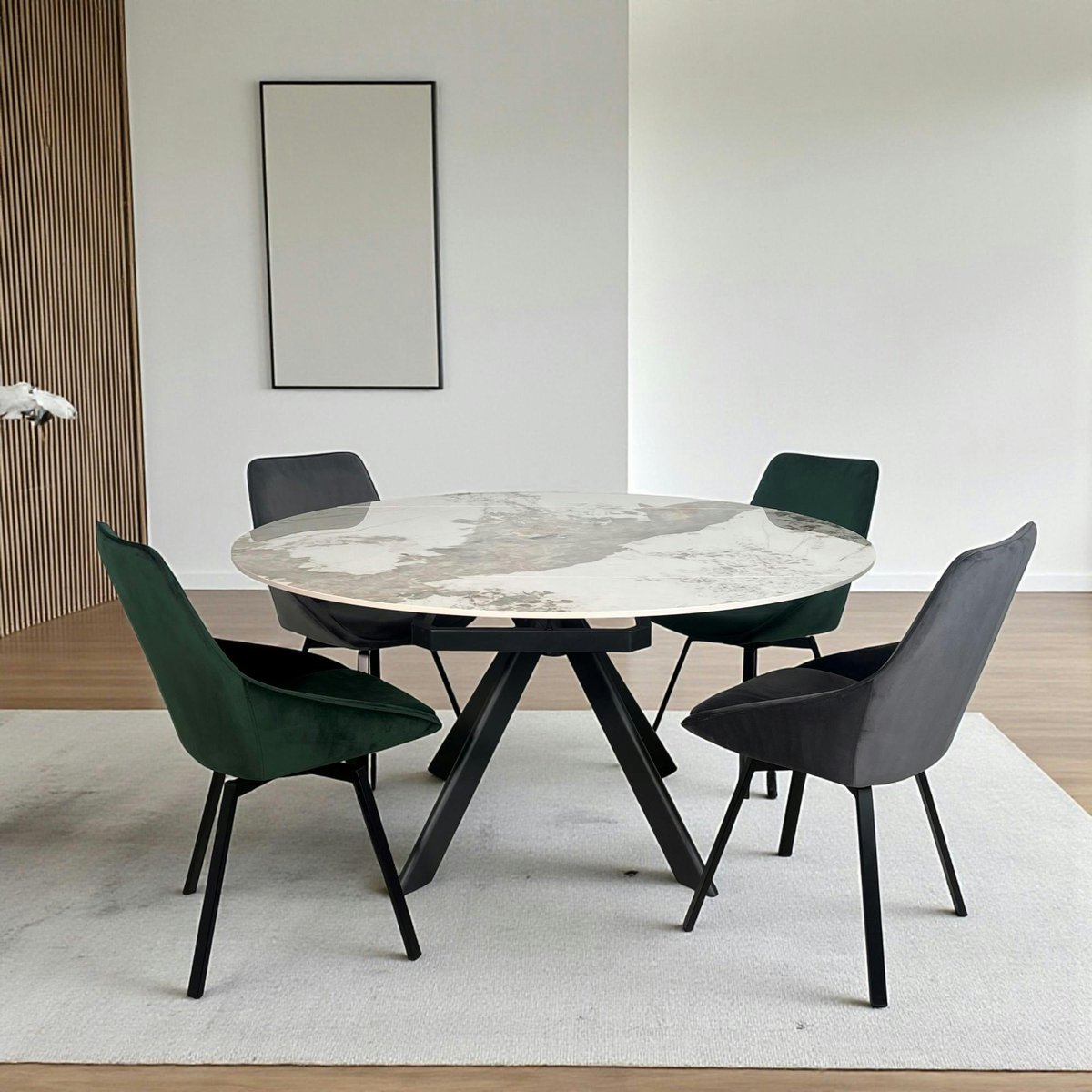 Table céramique extensible - pied central 150 cm LOMBARDIE blanc, PIER IMPORT