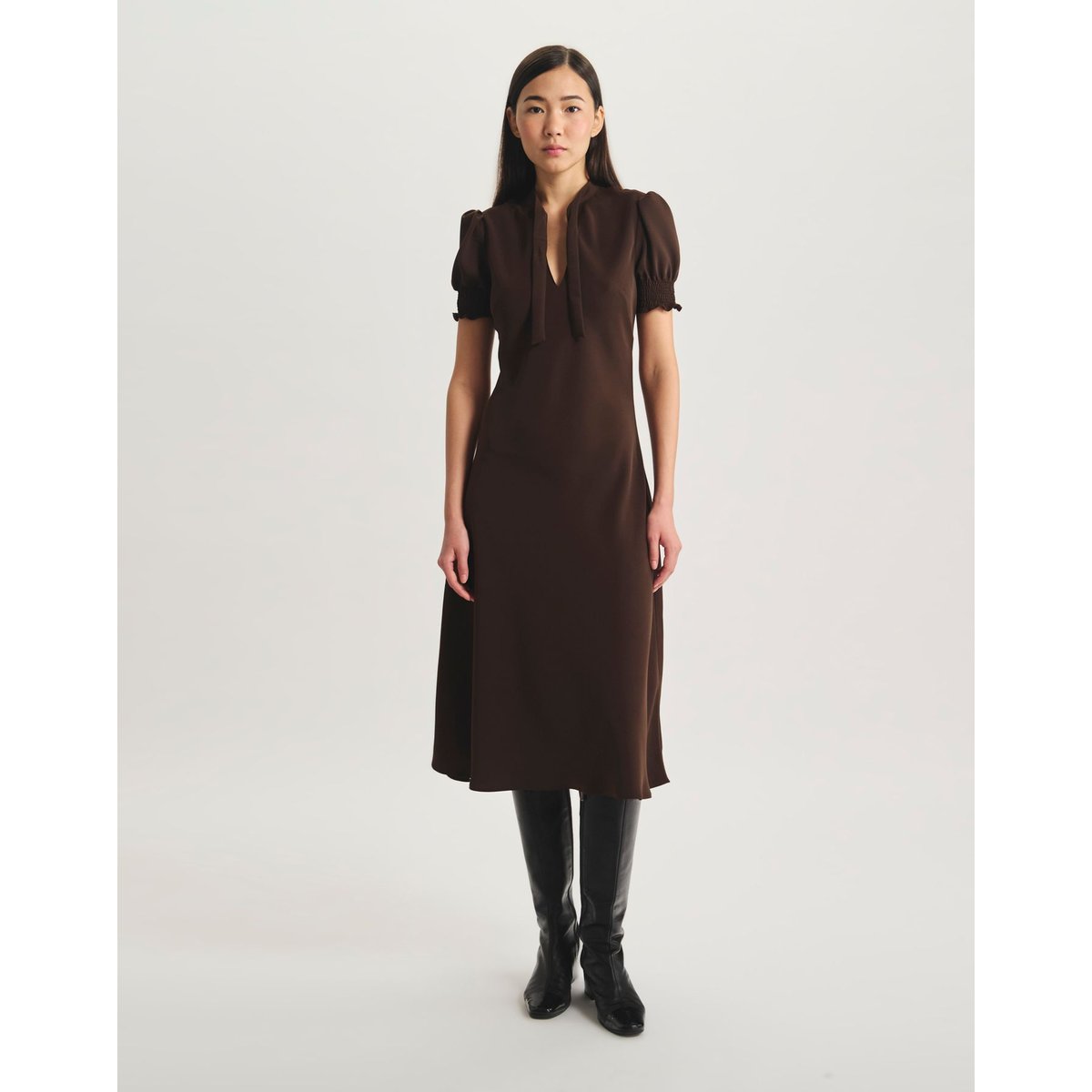 Robe Cerise fluide marron, INES DE LA FRESSANGE PARIS