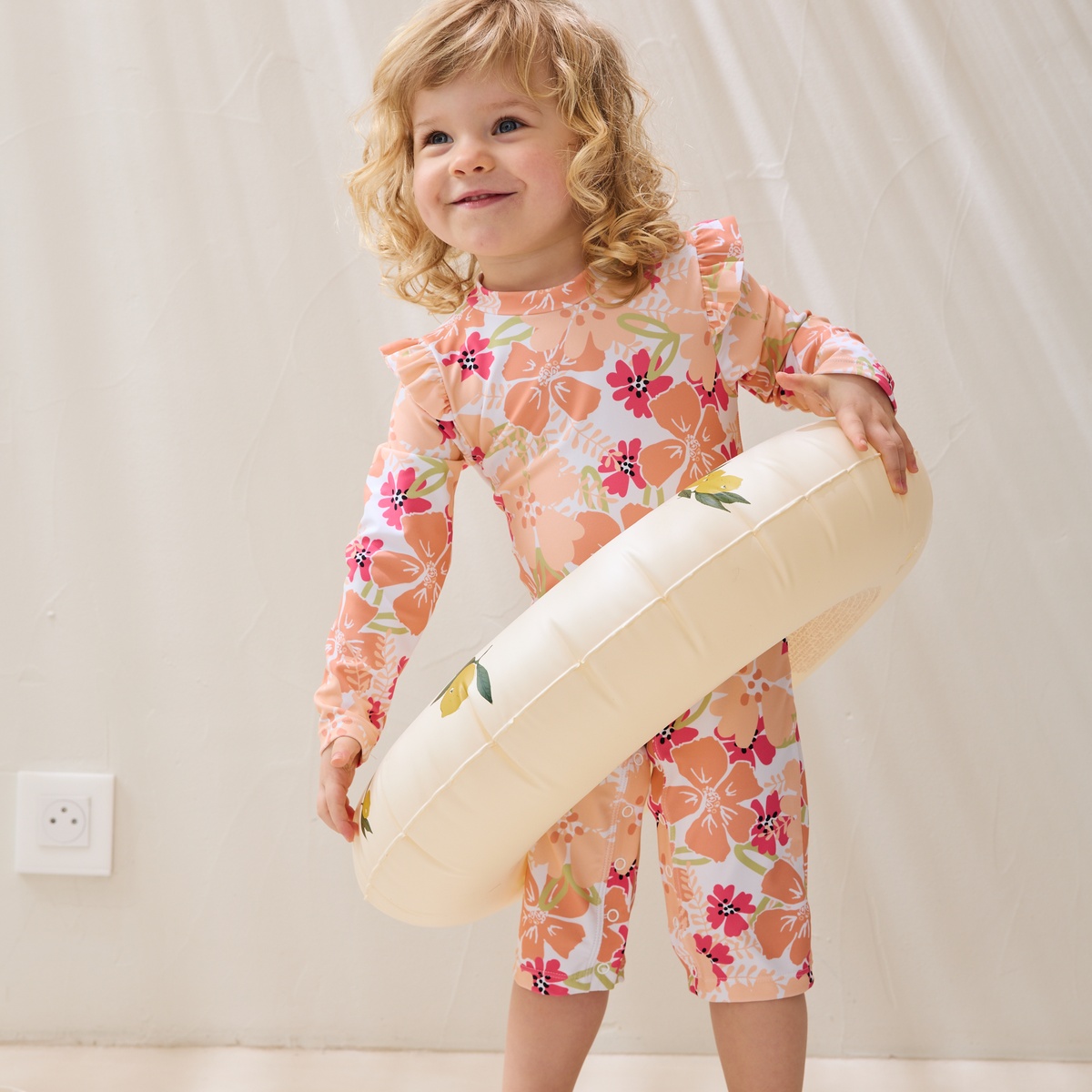 Combinaison de bain bébé manches longues protection UV Rosara peche, PETIT BEGUIN