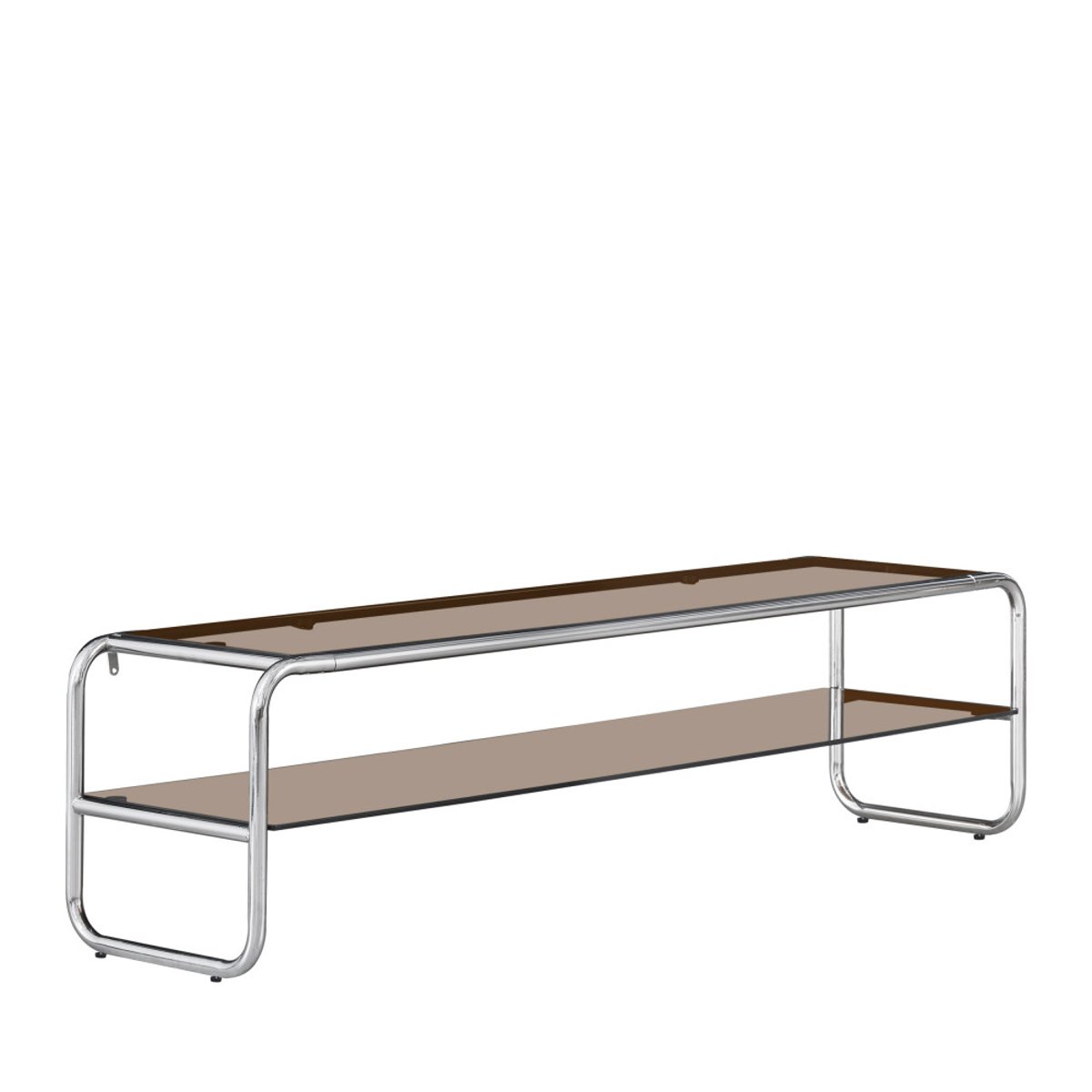Meuble TV en verre et pieds chrome L 160 cm- DELIO verre ambré, DRAWER