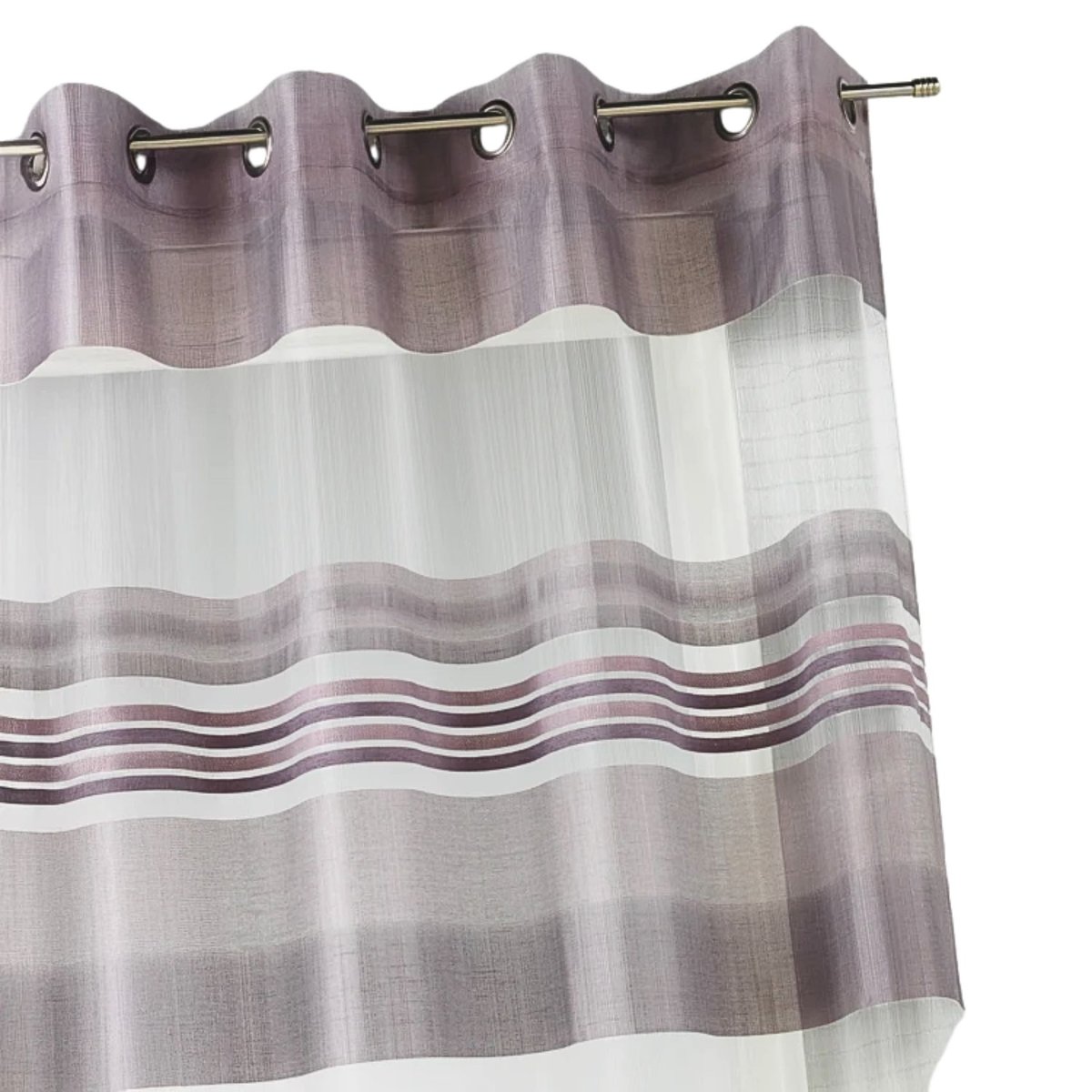 Voilage organza rayures horizontales tissées vieux rose, HOME MAISON