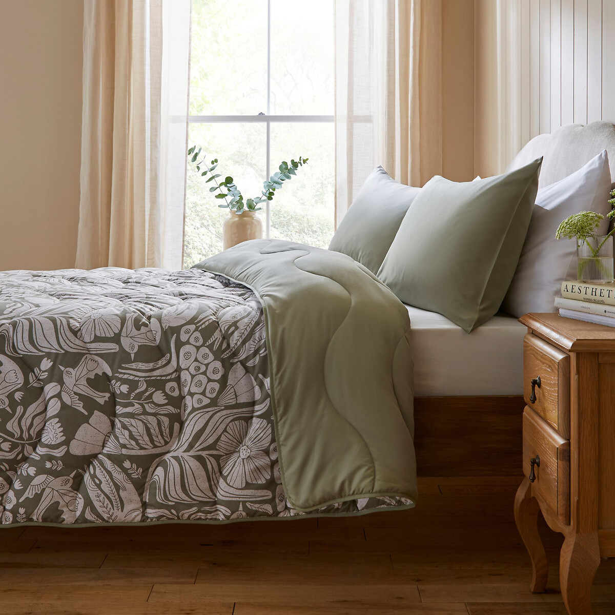 6 Tog Coverless Duvet And Pillowcase Set Olive Meadow olive, NIGHT LARK