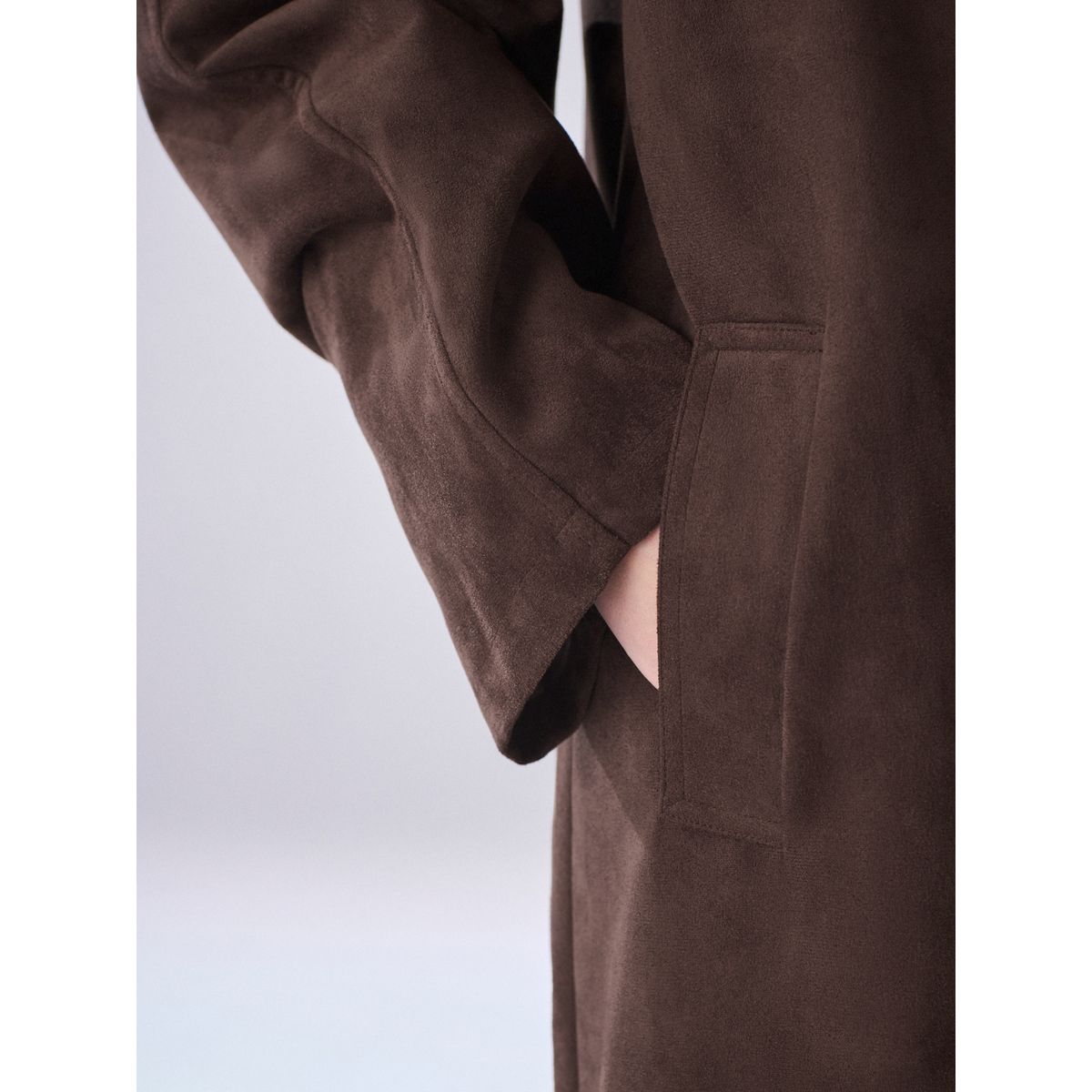 Trench en simili daim marron chocolat, NEXT
