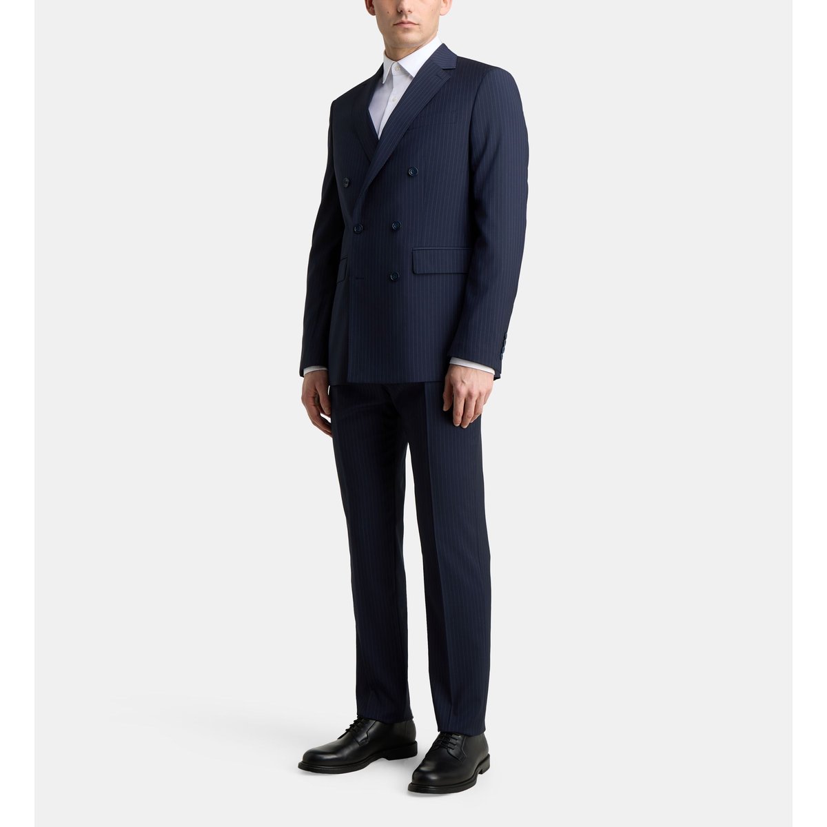 Veste de costume droite croisée ancona v rayures laine bleu, COMPTOIR GL
