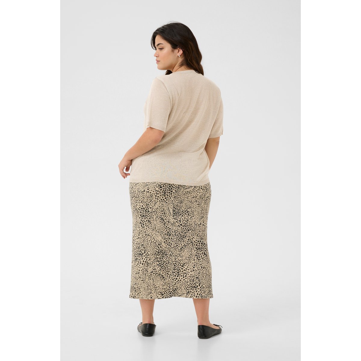 Knitted pullover beige feather gray melange, KAFFE CURVE