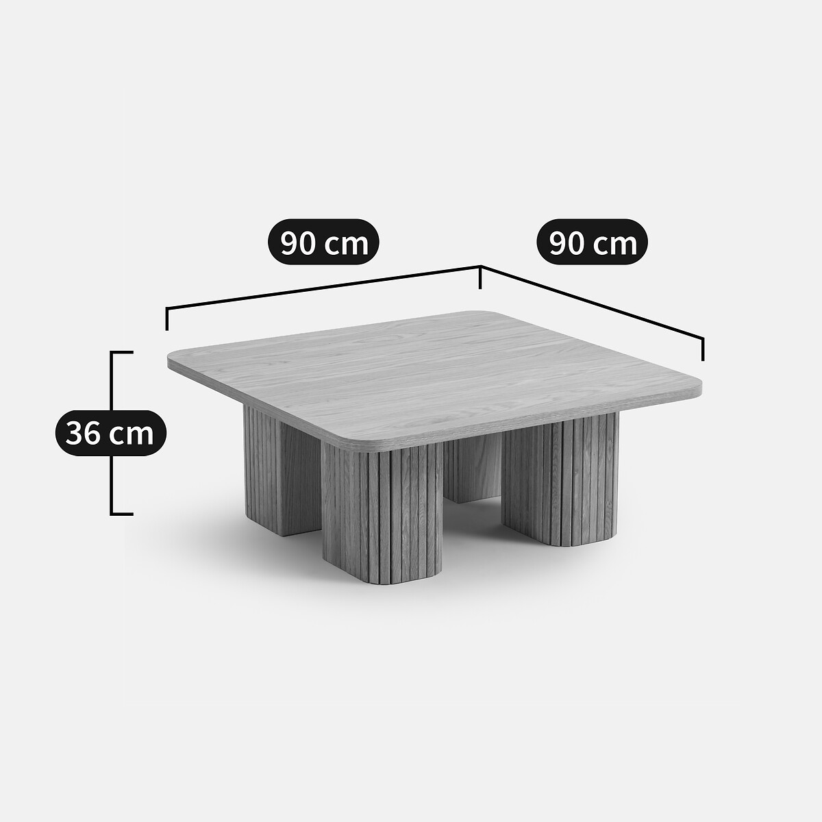 Table basse en plaqué frêne, LATTI teinté coloris noyer, LA REDOUTE INTERIEURS