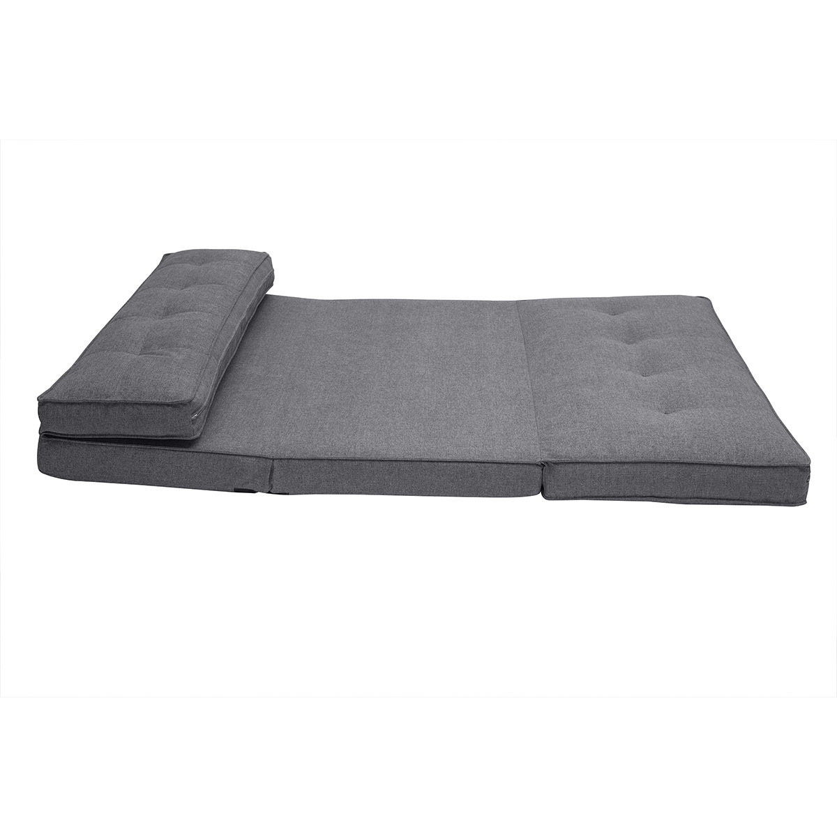 Chauffeuse 2 places convertible en tissu vert de gris SALLY gris foncé, MILIBOO