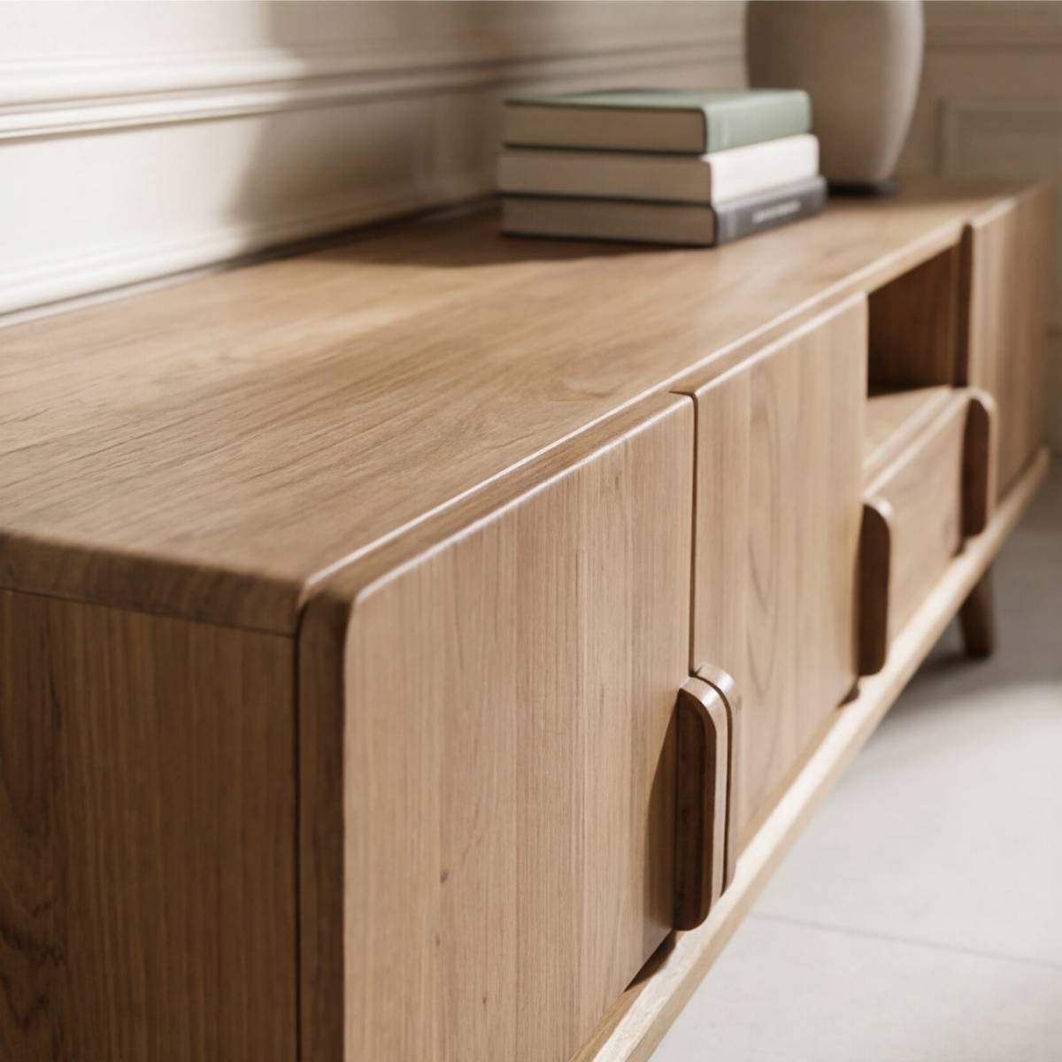 Meuble TV bois acacia NICOLAS bois clair, MADE IN MEUBLES 