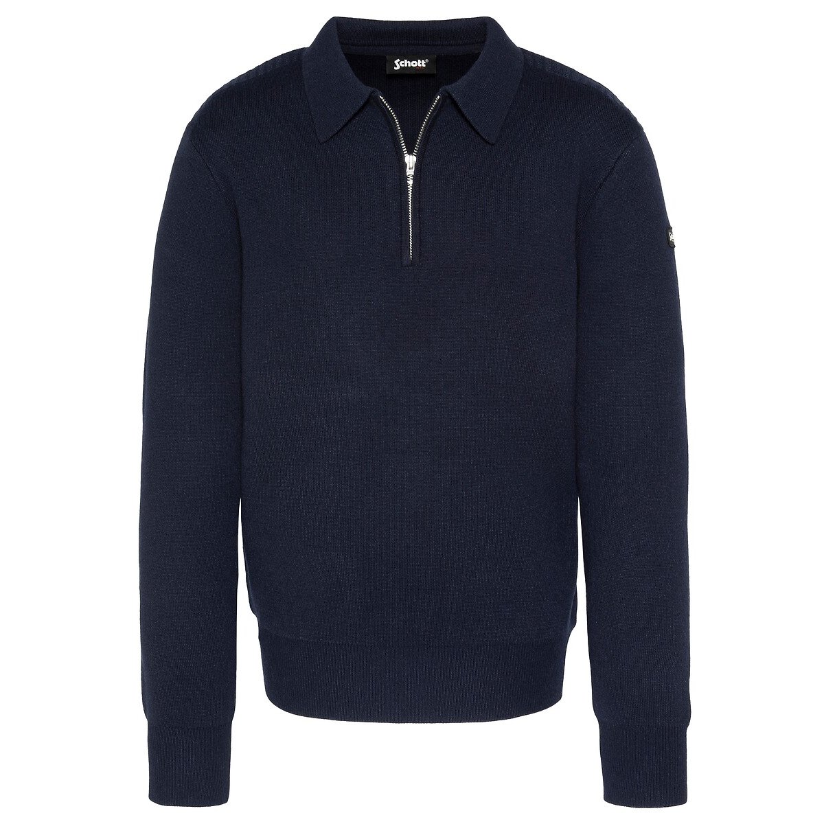 Pull colo polo zippé PLDAMON2 marine, SCHOTT