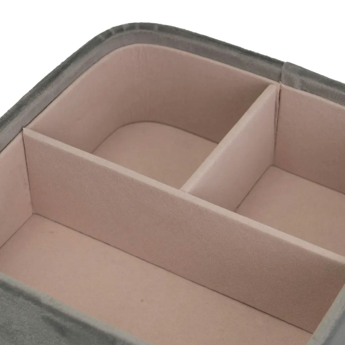 Set de 2 boîtes à bijoux velours beige et gris 16x16x6.5cm gris, WADIGA