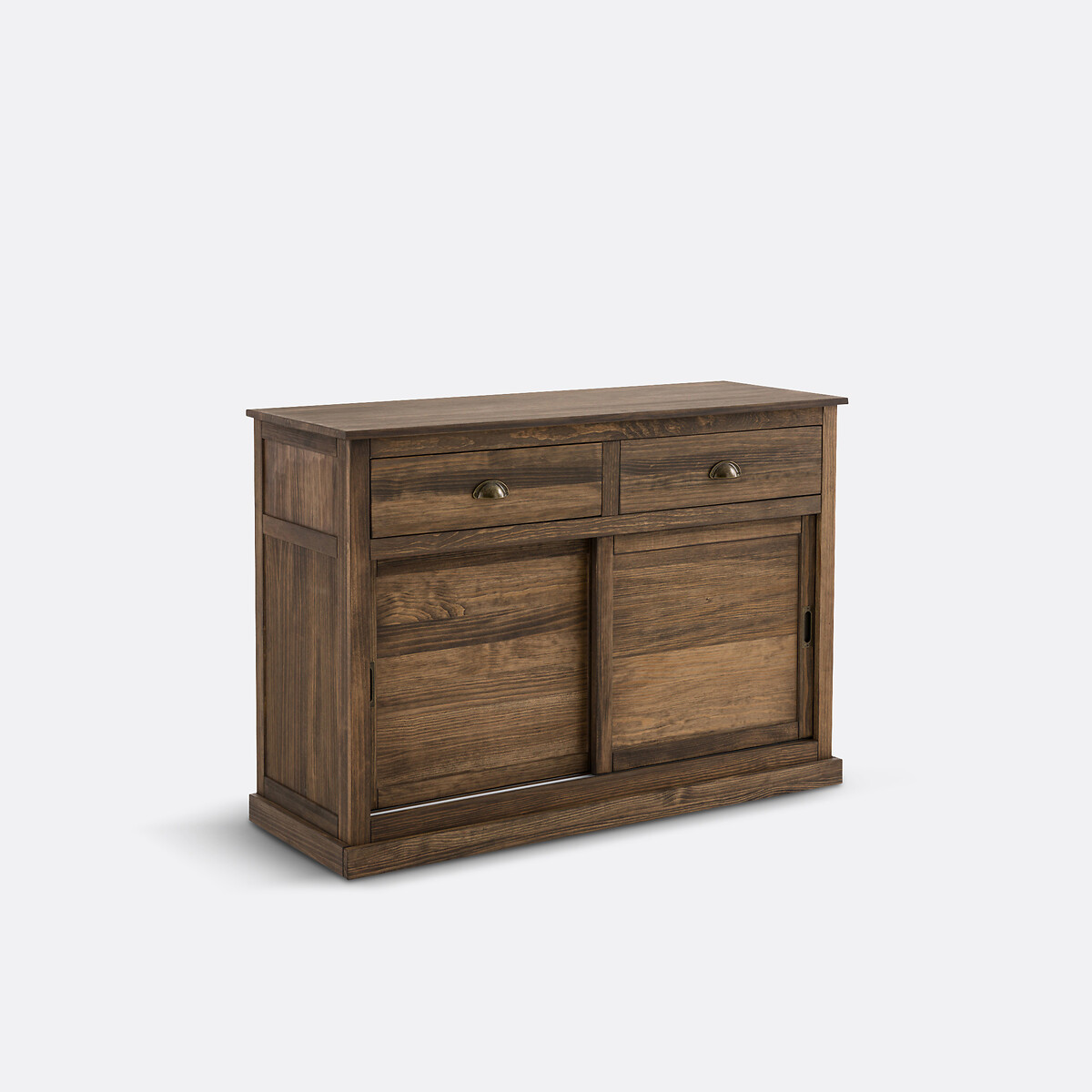 Buffet 2 portes 2 tiroirs pin massif et MDF, Lunja ciré naturel, LA REDOUTE INTERIEURS