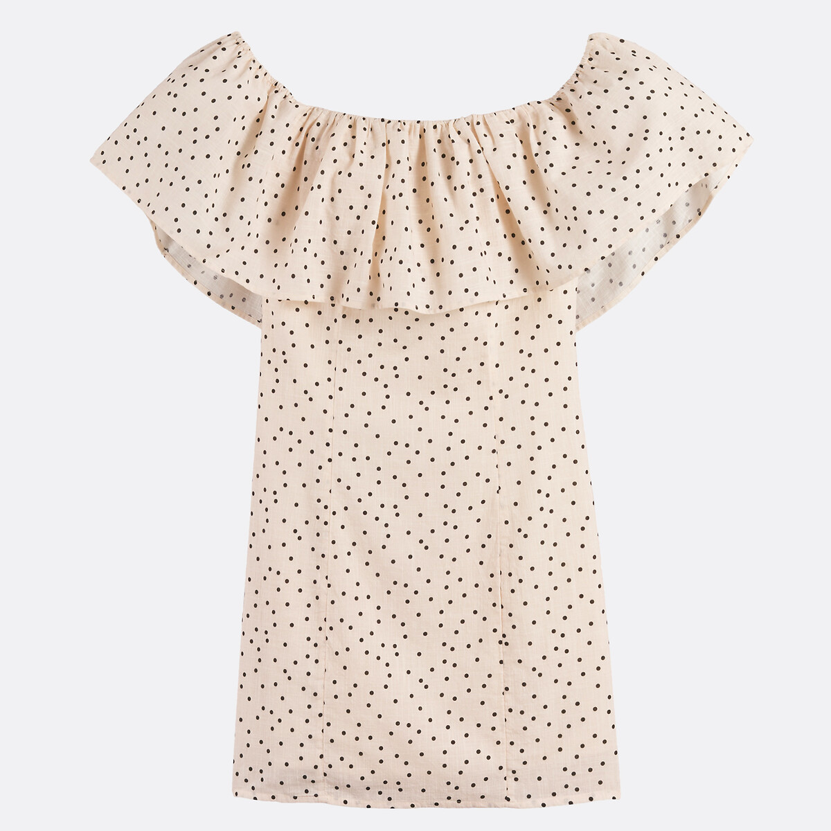 Robe bustier courte à pois et volant imprimé pois fond blanc, LA REDOUTE COLLECTIONS