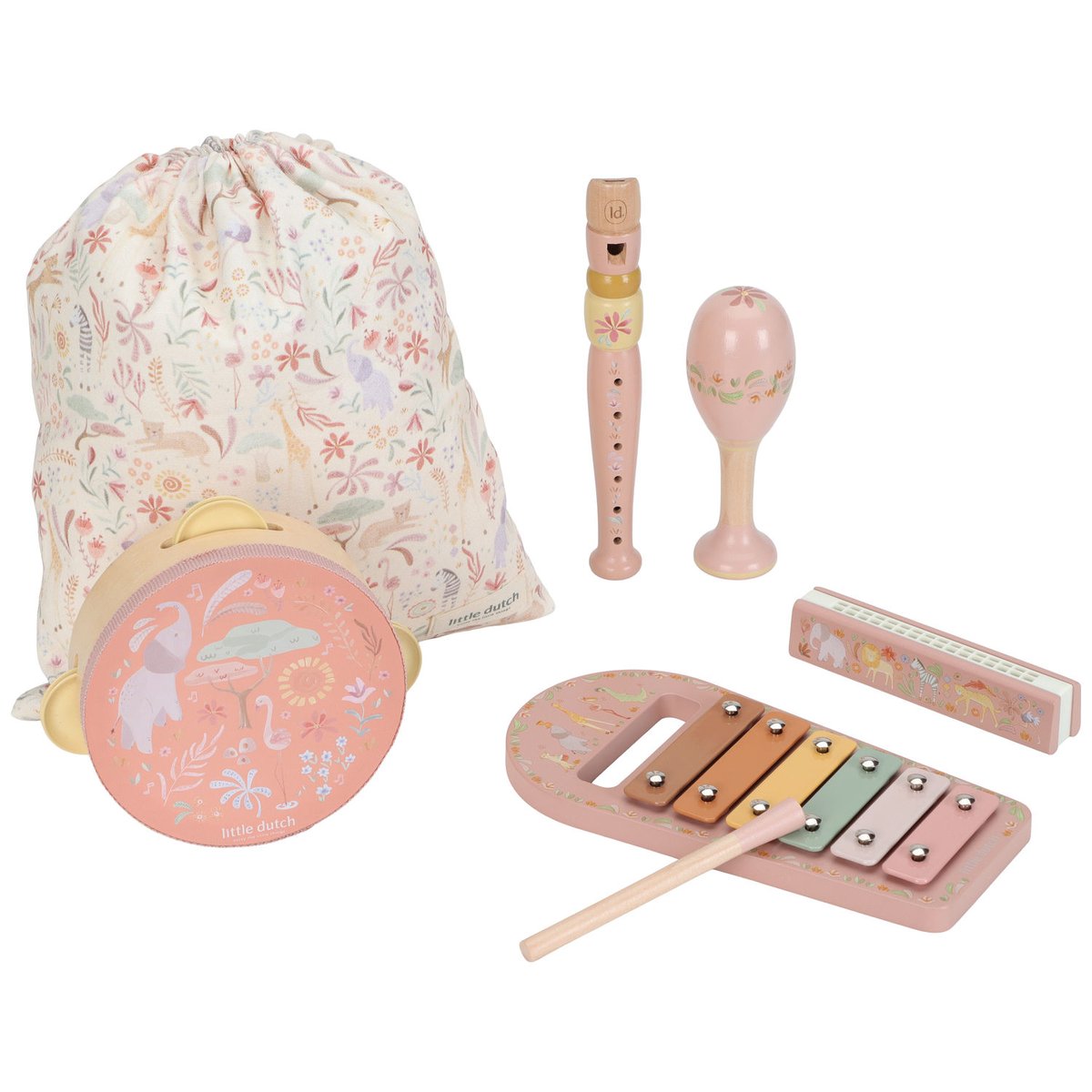 Set de musique rose, multicolore, bois, LITTLE DUTCH
