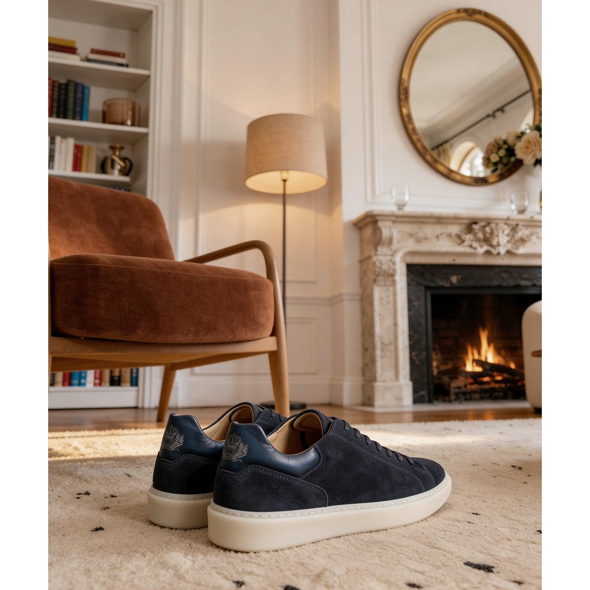Sneakers daim DAYTONA bleu marine, FINSBURY