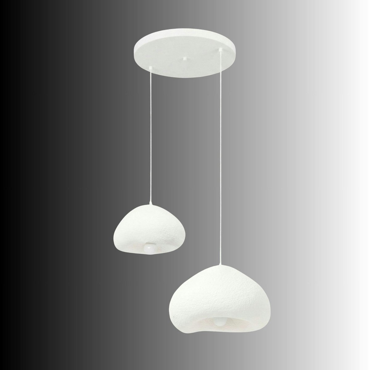 Suspension blanche design organique 2 lampes 70 cm NOXIS blanc, PIER IMPORT