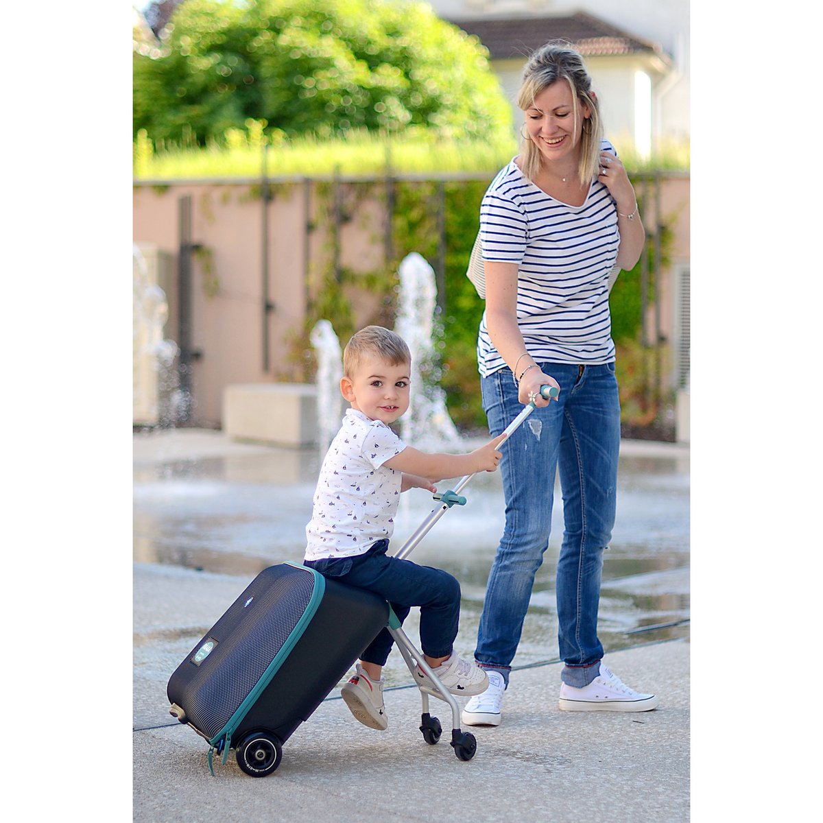Valise enfant avec assise de voyage noir, vert, BEABA