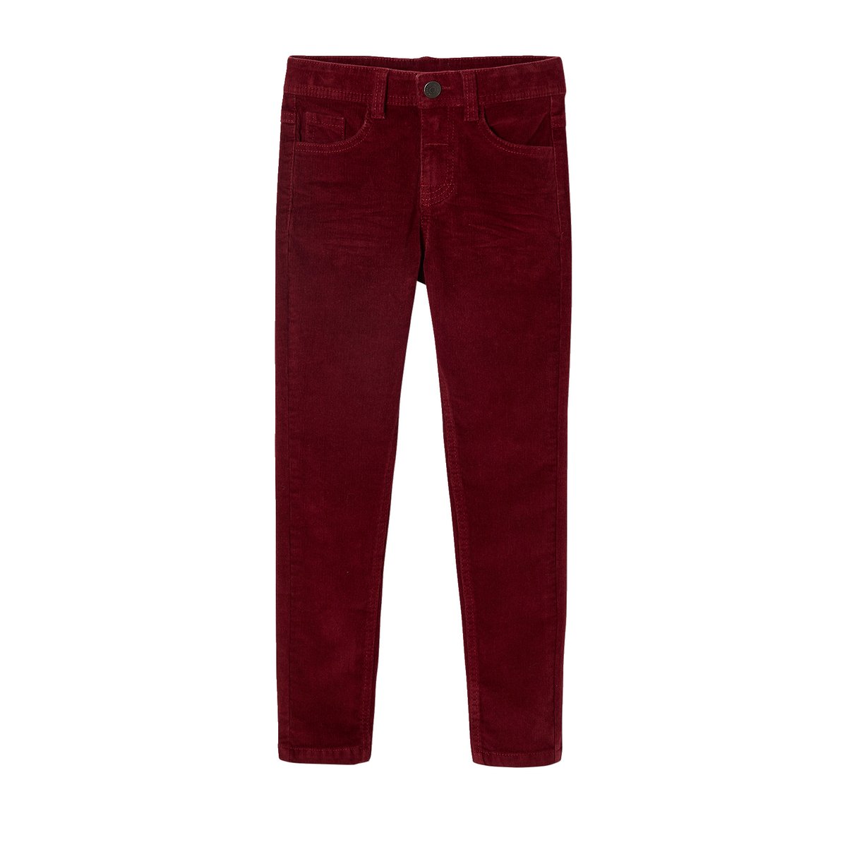 Pantalon slim velours bordeaux, VERTBAUDET
