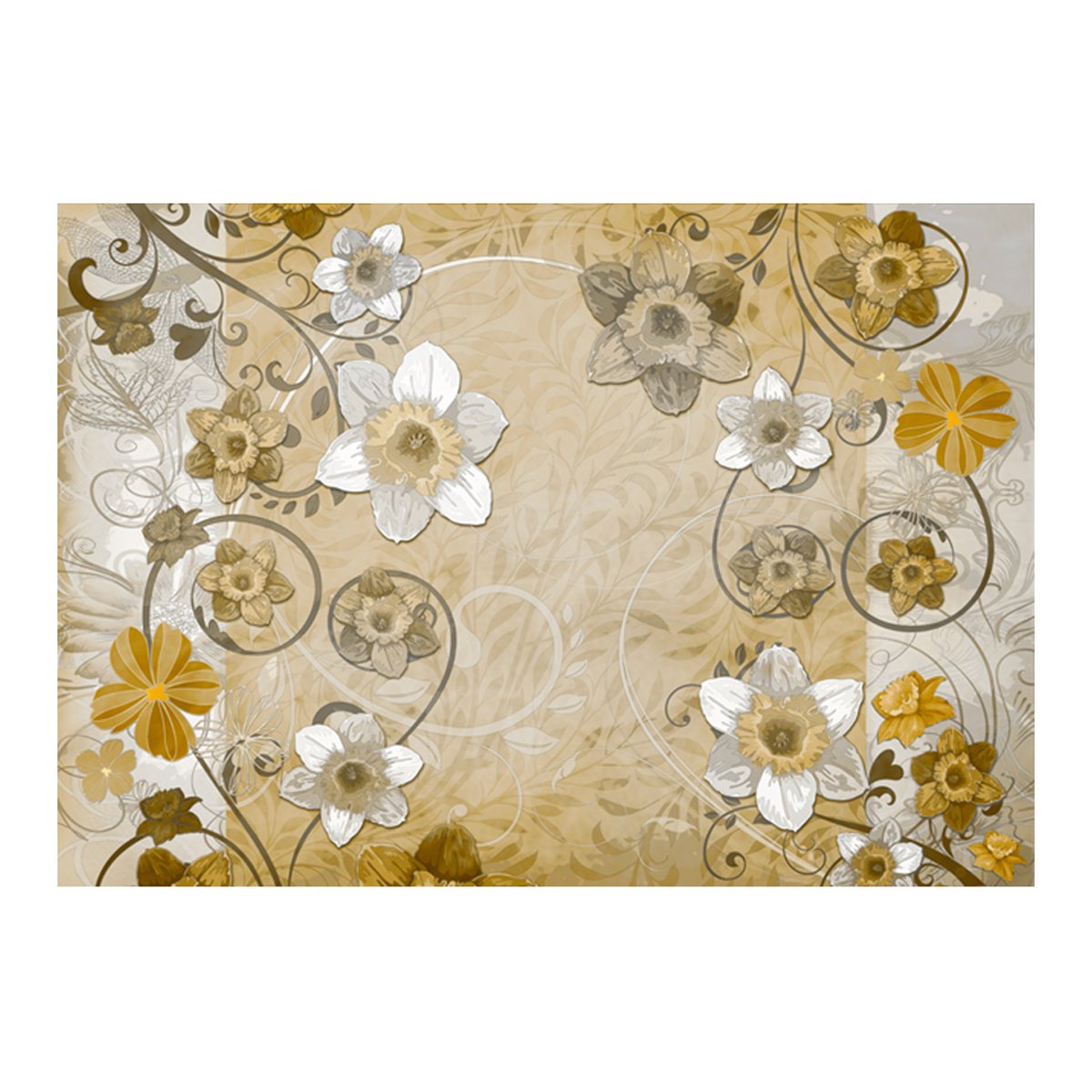 Papier peint intissé panoramique Fleurs Springtime... beige, EDEN