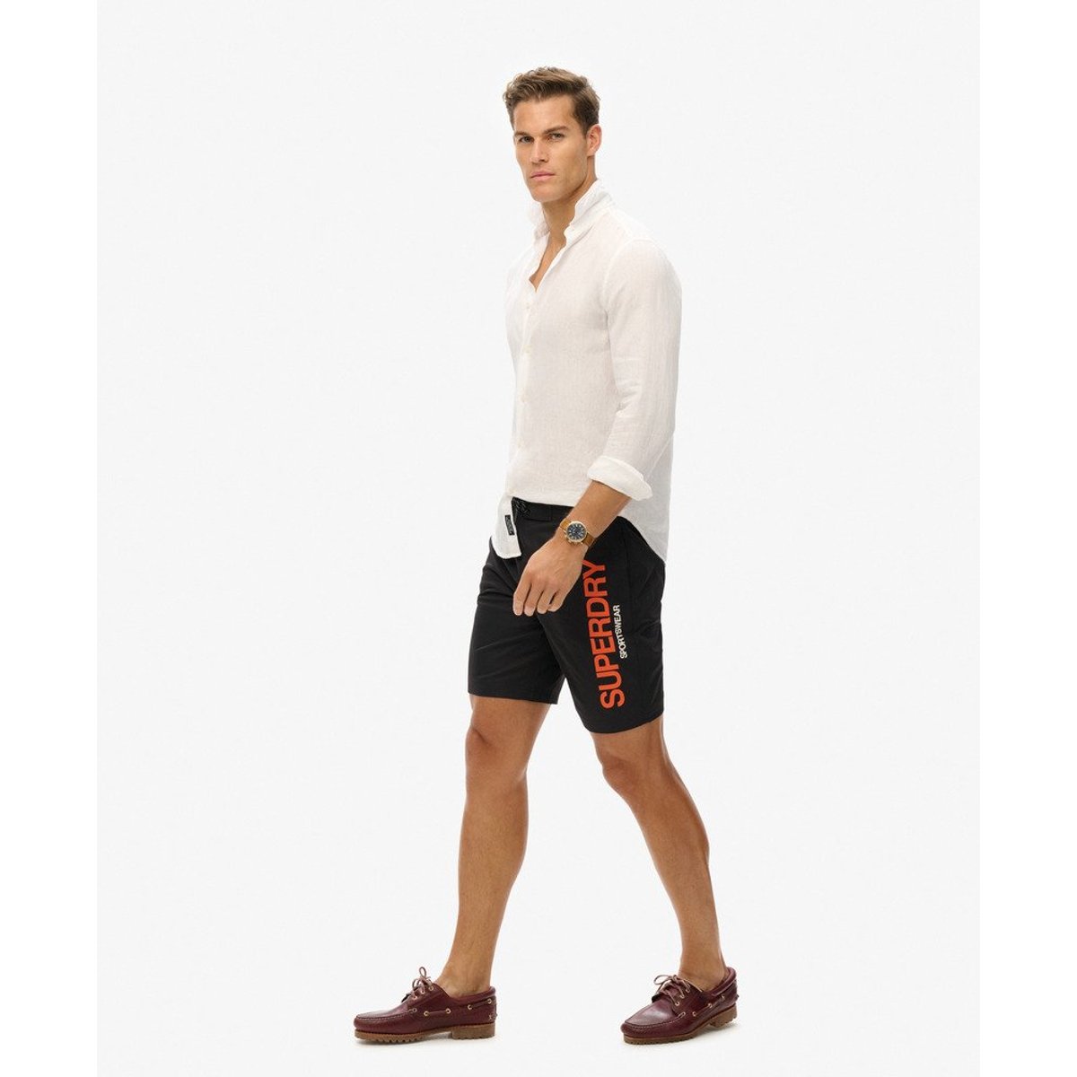 Short de surf recyclé Sportswear noir, SUPERDRY