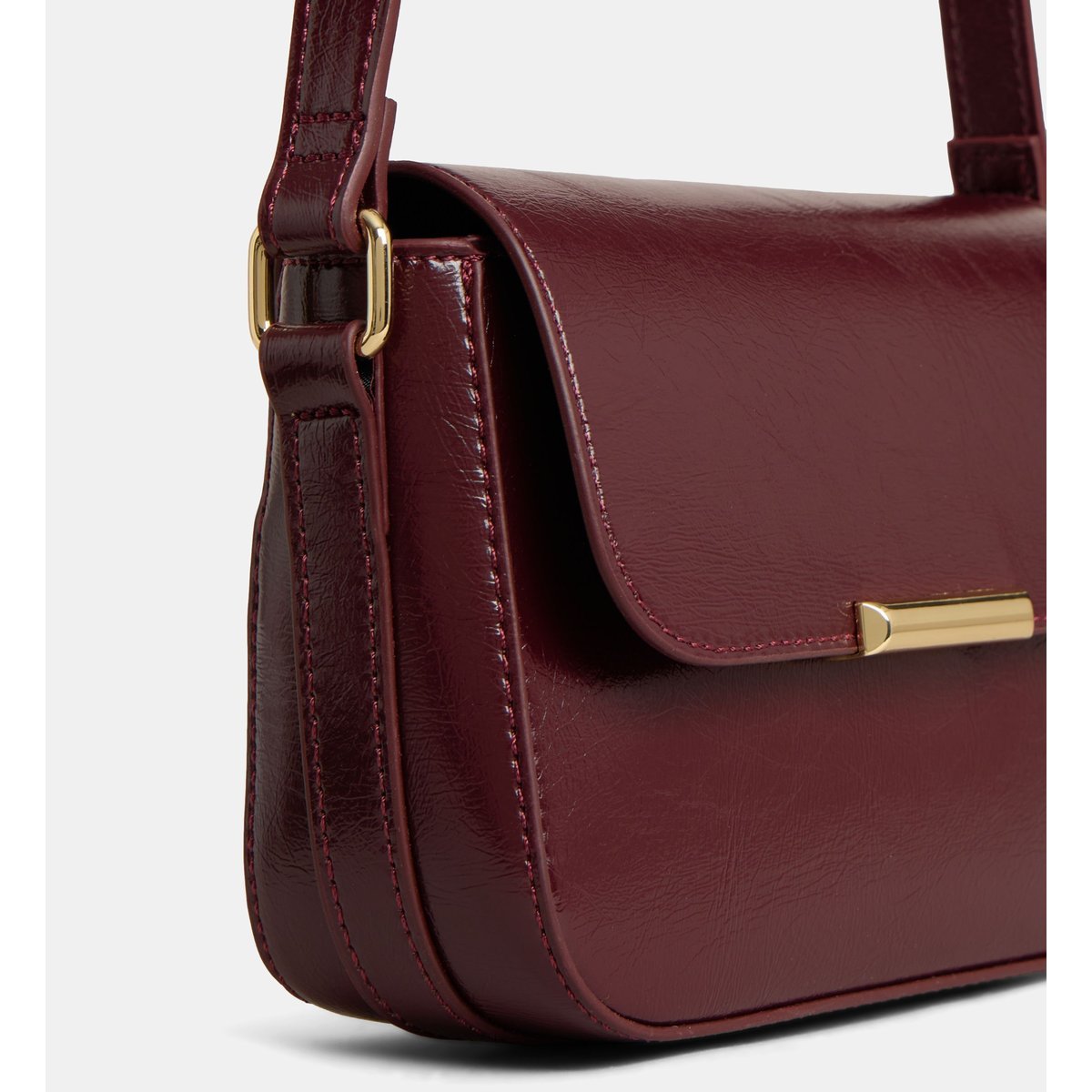 Sac à main margot vernis froissé prune, GALERIES LAFAYETTE