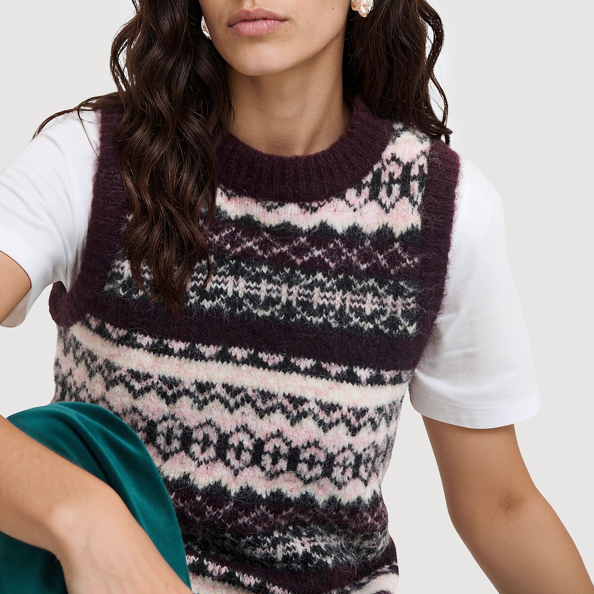 Pull jacquard sans manches multicolore, LA REDOUTE COLLECTIONS