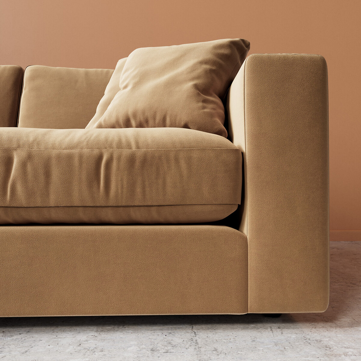 Althaea Easy Velvet Corner Sofa biscuit, SWOON