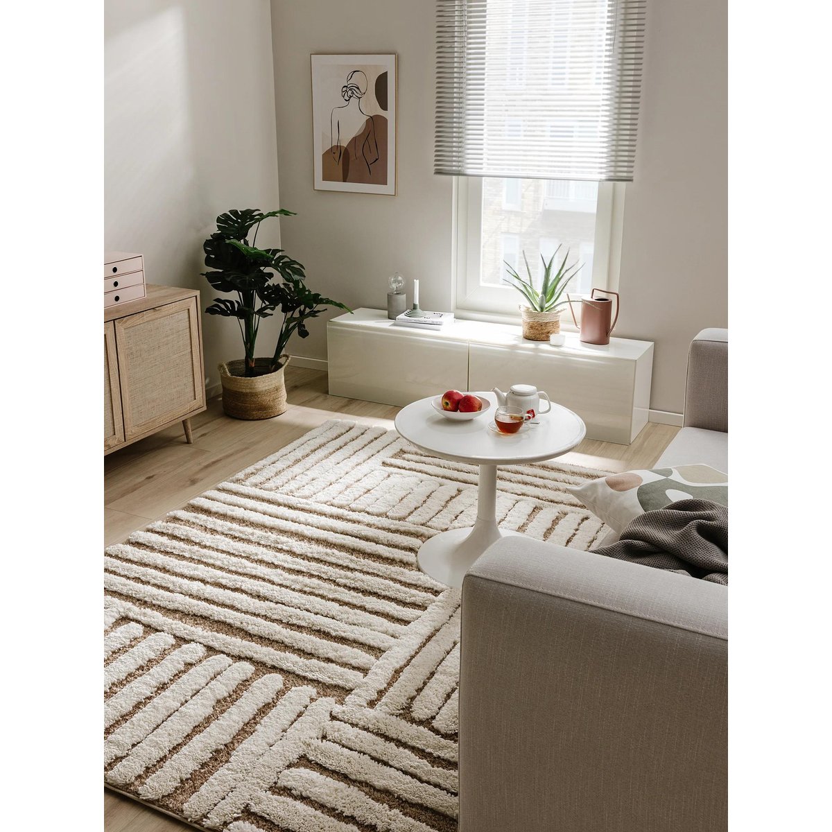 Tapis à poils longs TIBO crème/beige, BENUTA