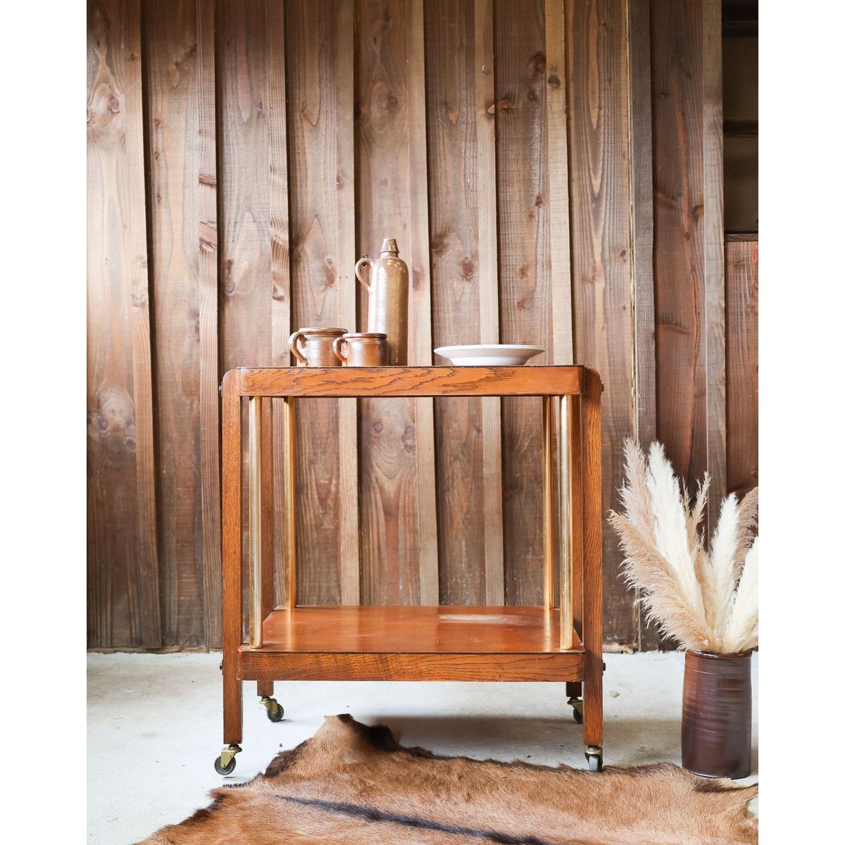 Desserte Art Déco en bois Henriette N°164 - Bon état bois foncé, DEBONGOUT