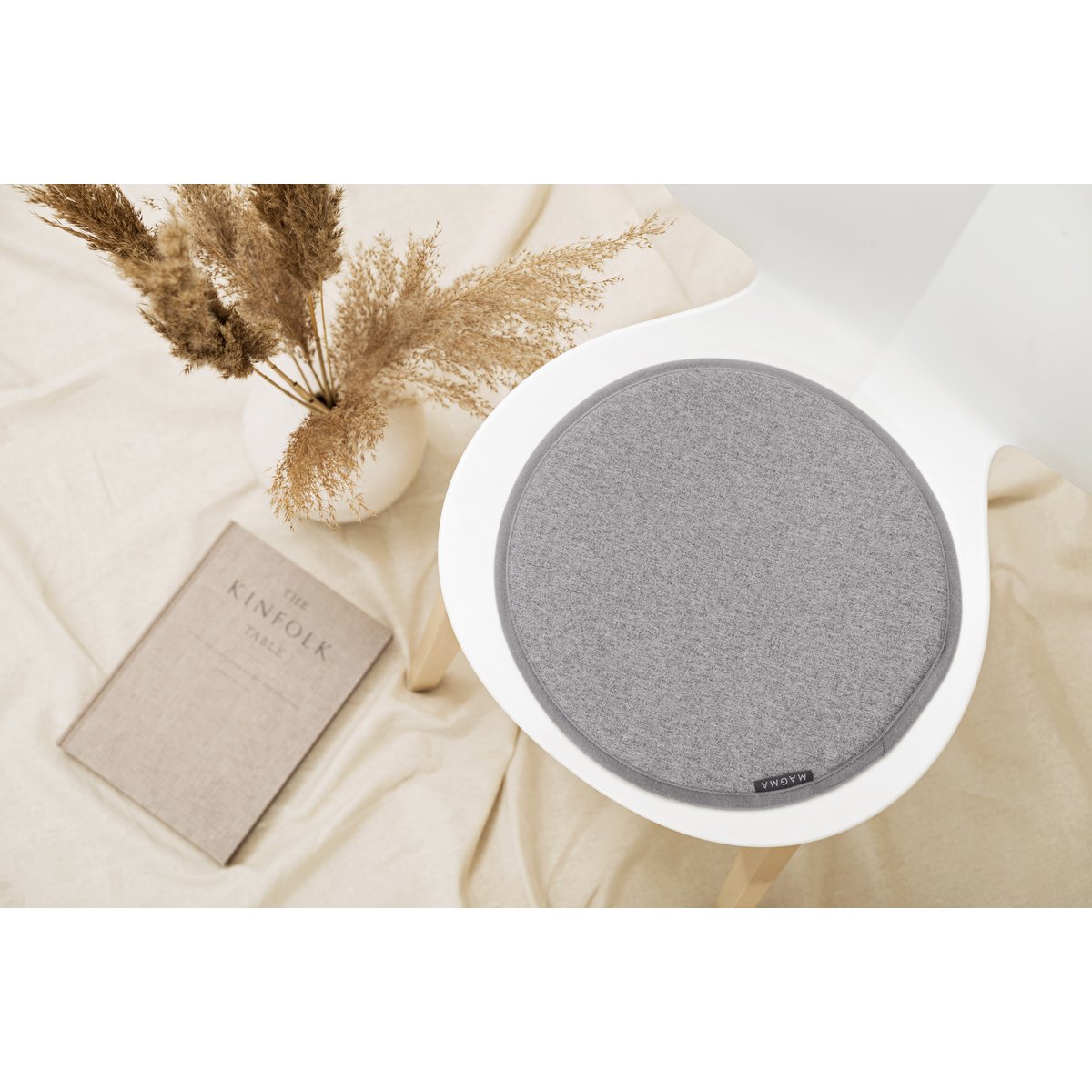 Galettes de chaise rondes imitation feutre FELT 35cm- lot de 4 gris, MAGMA HEIMTEX