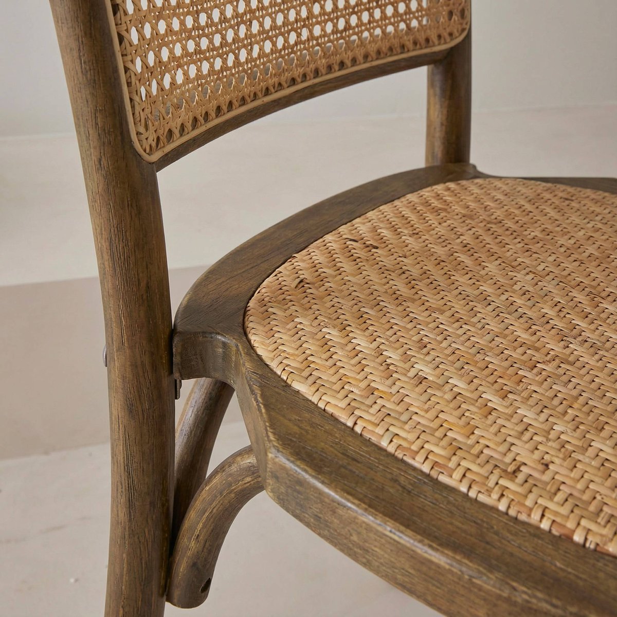 Chaise vintage bois et rotin (lot de 2) MONTPARNASSE marron vieilli, SWEEEK