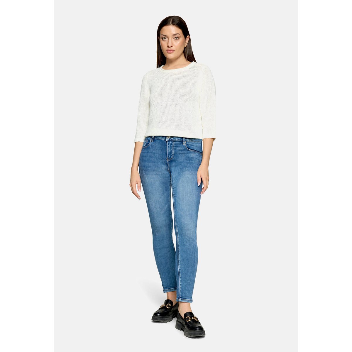 Pull-over en maille à manches 3/4 blanc, BETTY BARCLAY