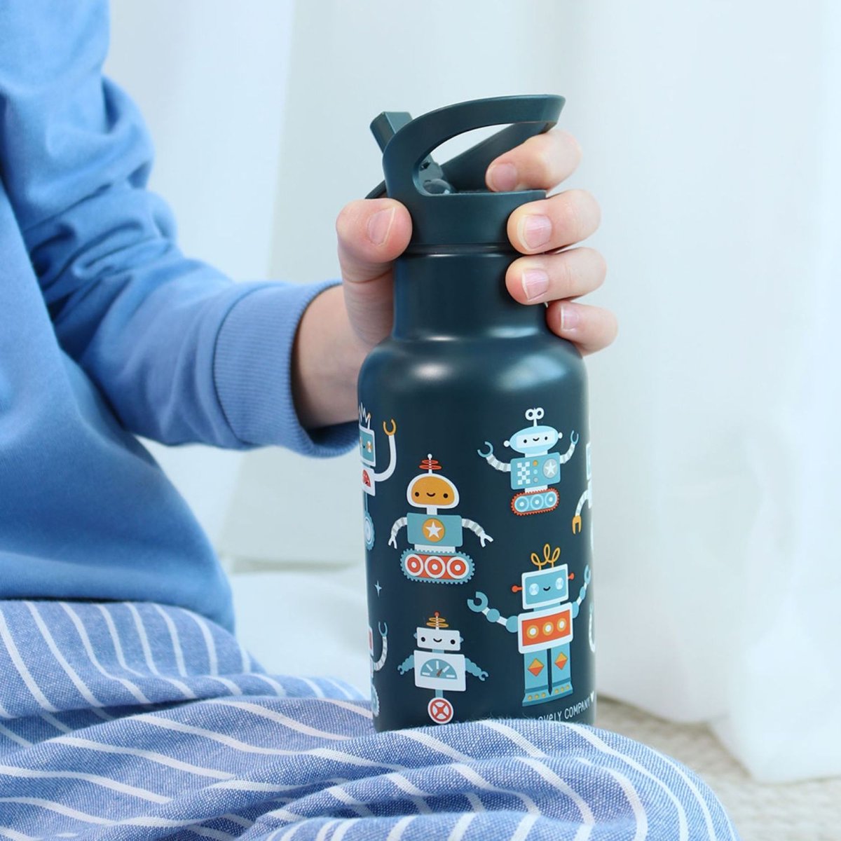 Gourde isotherme enfant 350 ml Robots couleur unique, A LITTLE LOVELY COMPANY