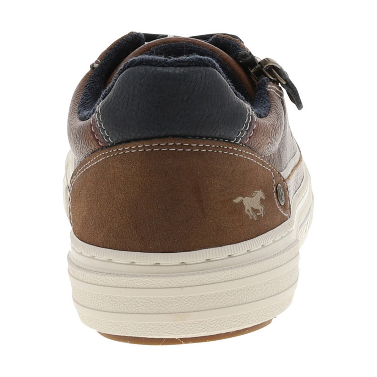 Tennis marron à talon plat avec des lacets et un zip latéral marron, MUSTANG