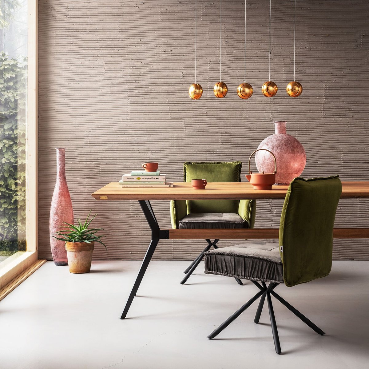 Chaise avec accoudoirs, CHELSEA vert et gris, KARE DESIGN