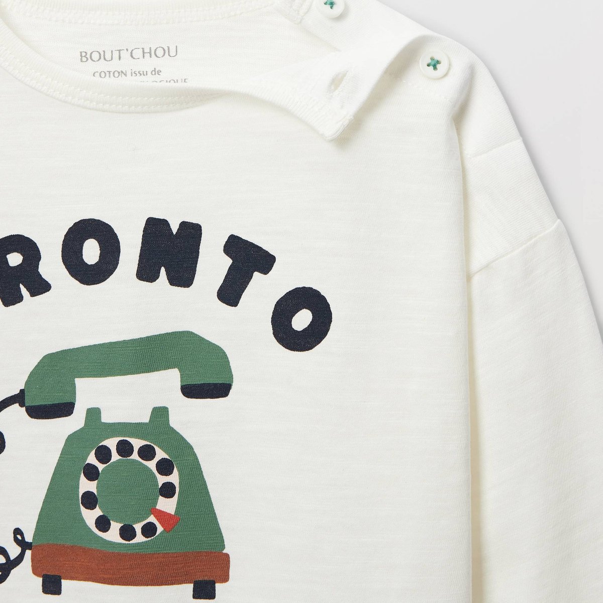 T-shirt manches courtes imprimé en coton BIO GOTS naturel, BOUT'CHOU