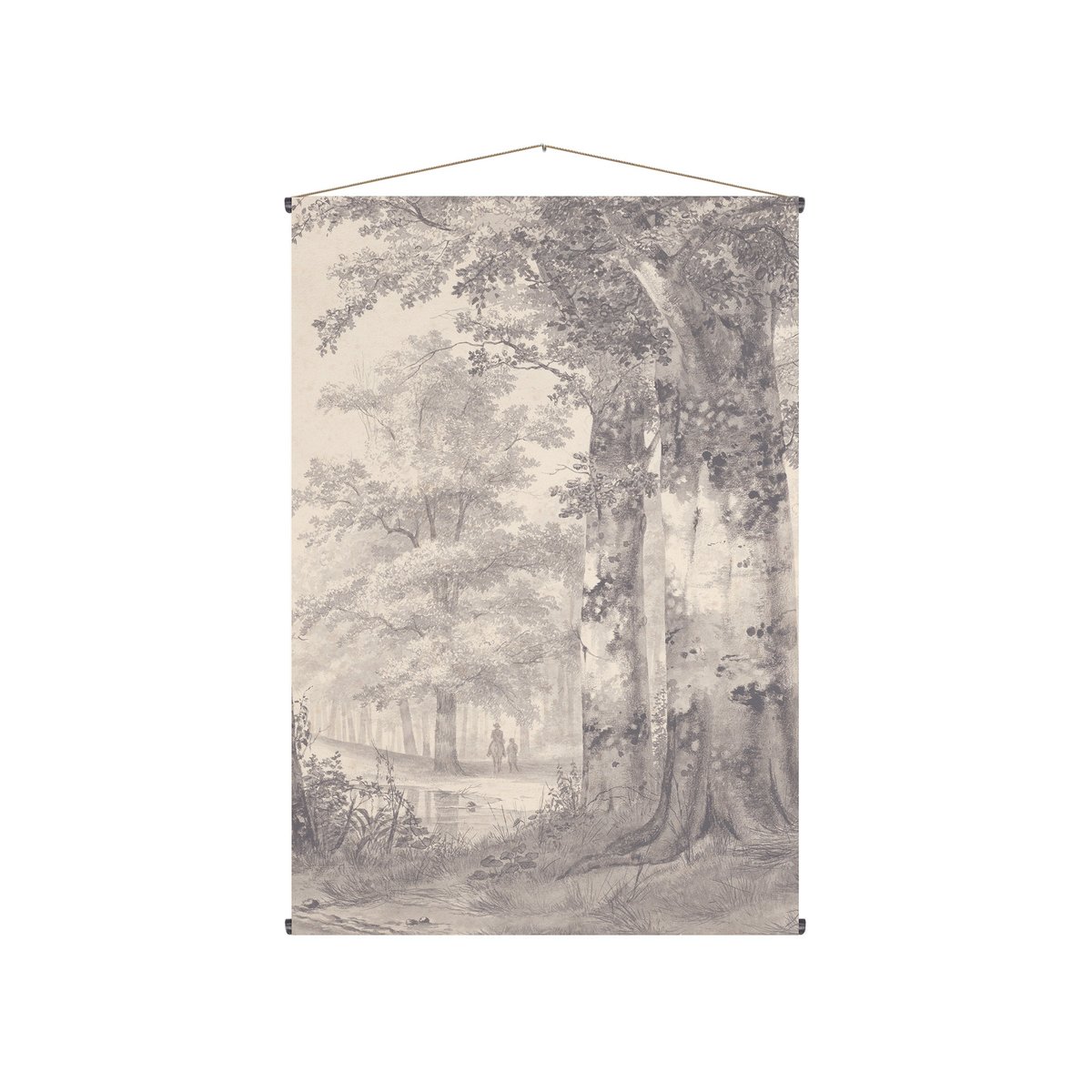 Kakemono tissu Promenade sylvestre gris, beige, ART FOR THE HOME