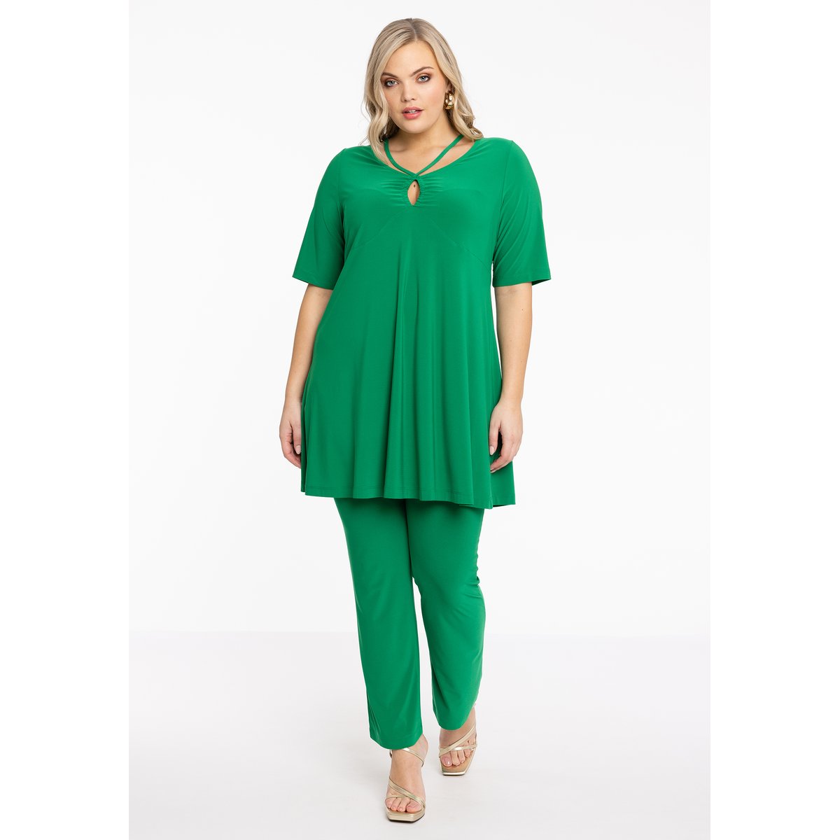 Tunique détail de ruban embelli vert, YOEK