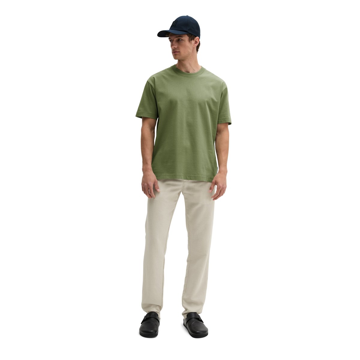 T-shirt loose en jersey de coton bio épais vert, MARC O'POLO