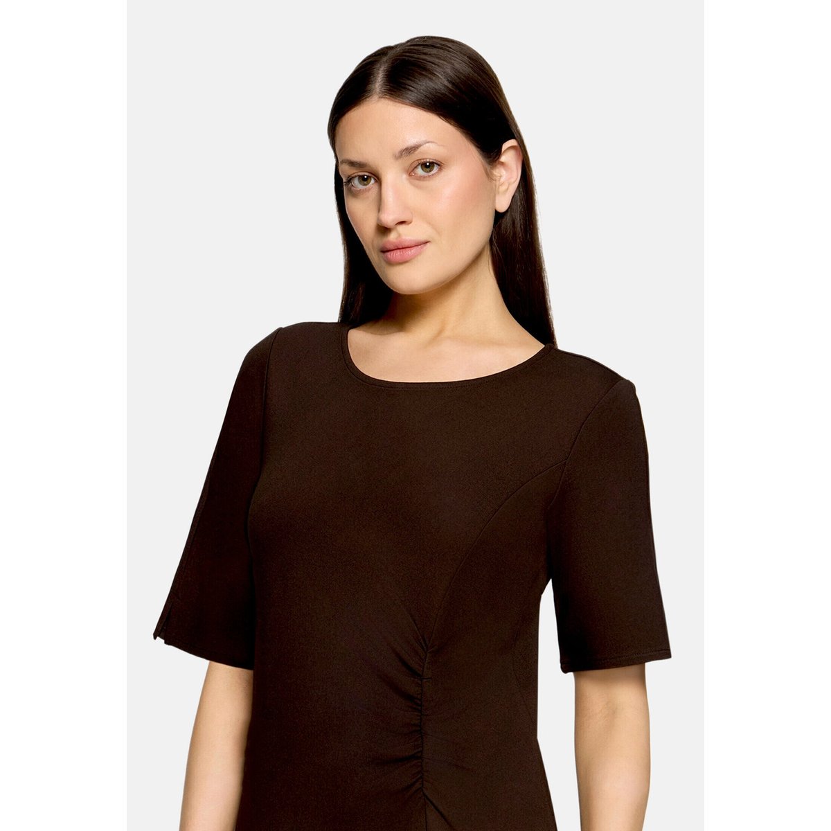Robe longueur midi à fronce marron foncé, CARTOON