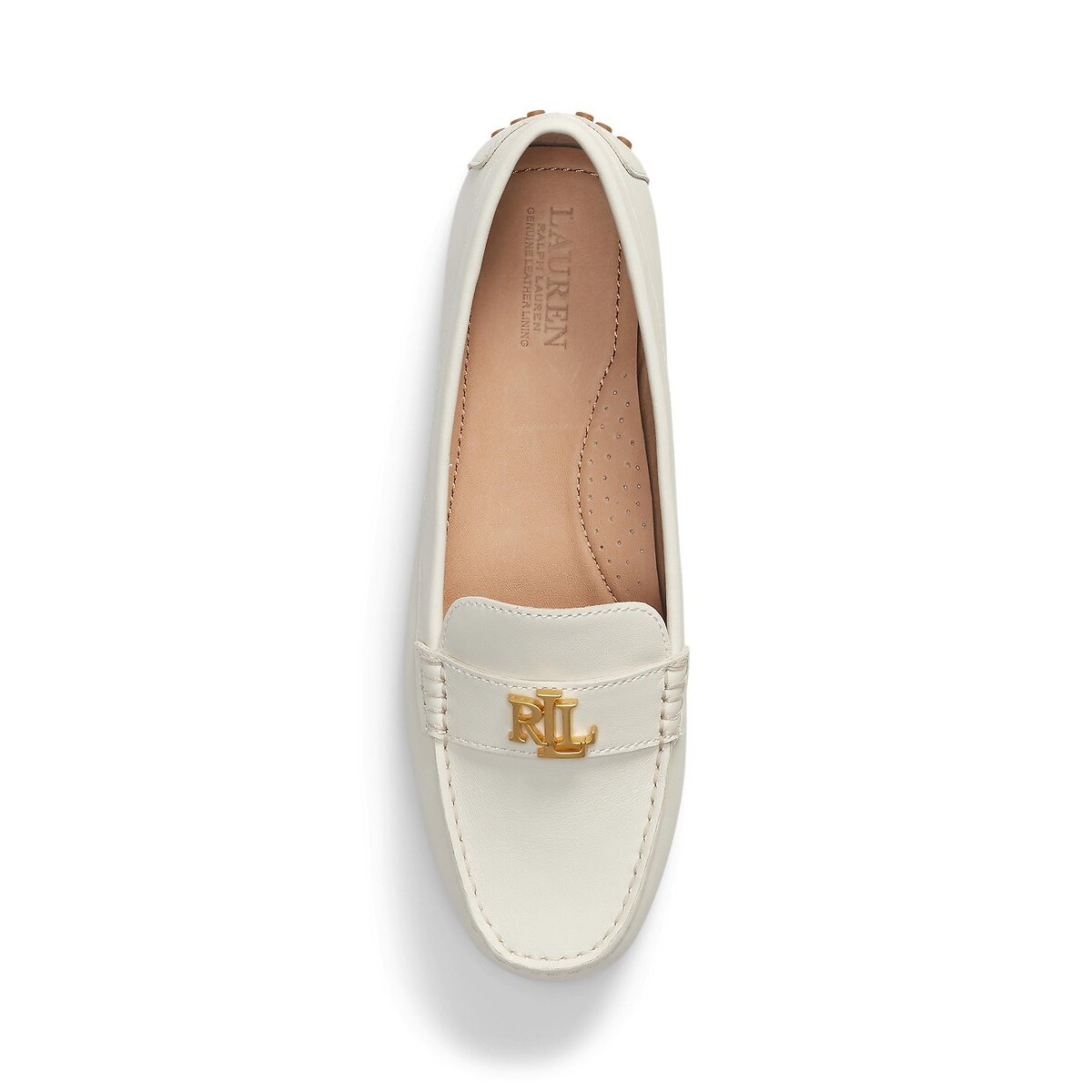 Mocassins em pele Barnsburry branco, LAUREN RALPH LAUREN
