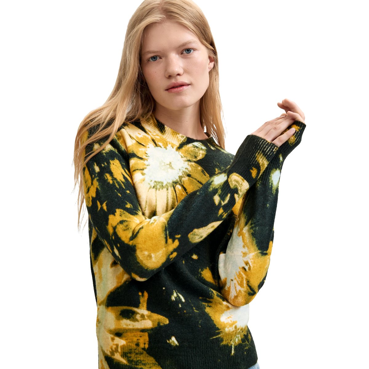 Pull à imprimé floral noir, DESIGUAL