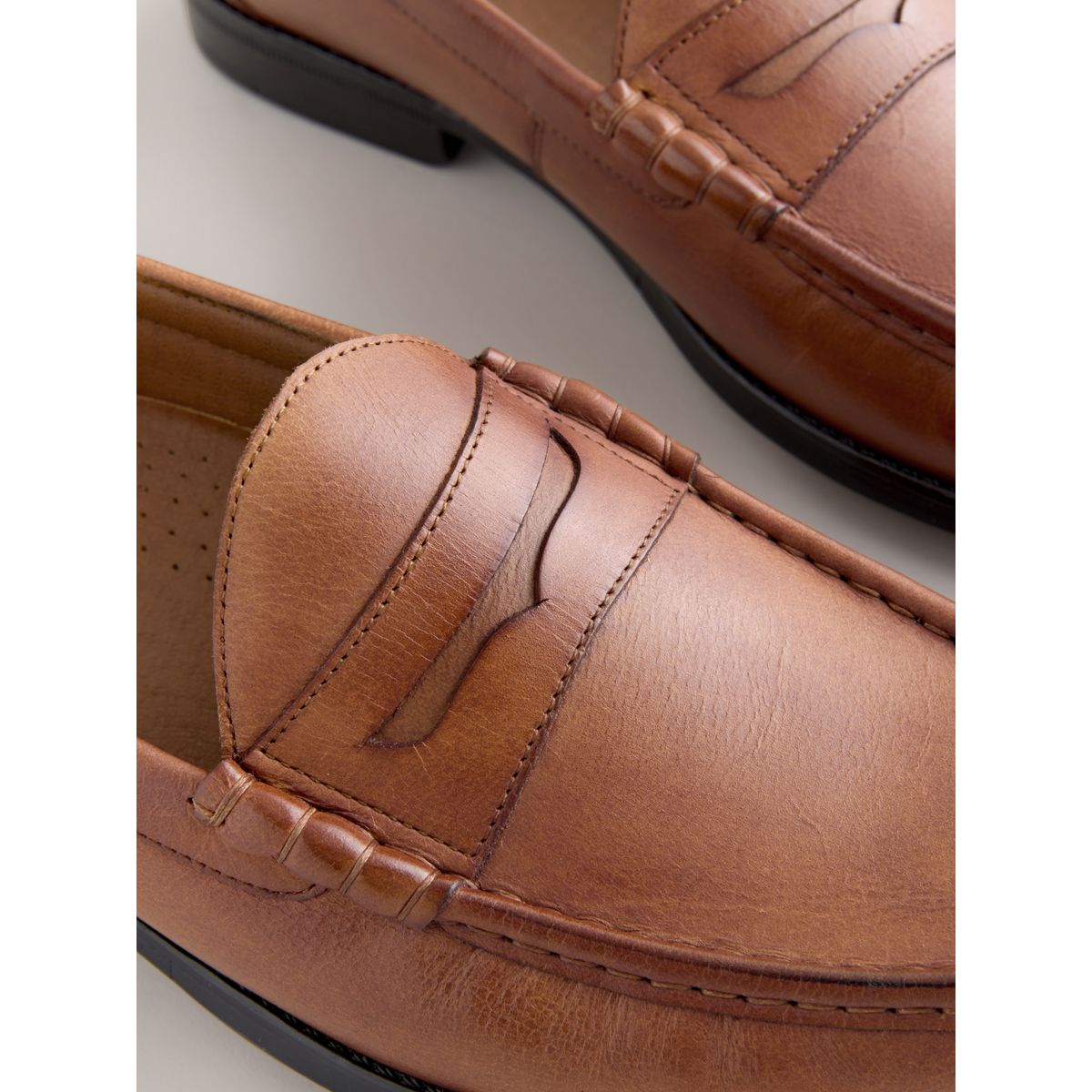 Mocassins en cuir fauve/marron, NEXT