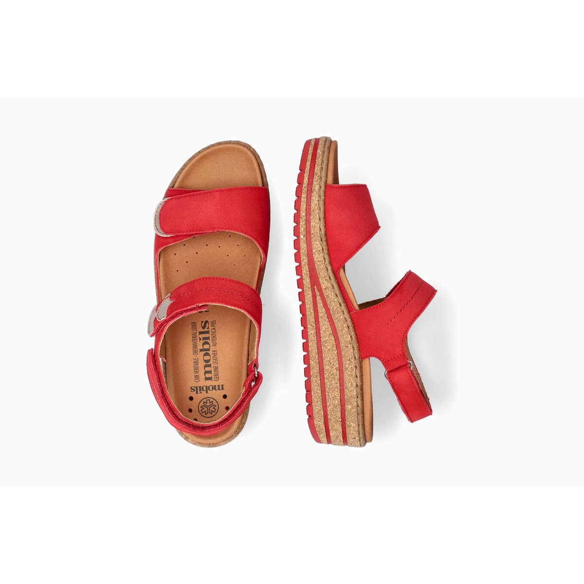 Sandales en cuir RILEY rouge 5144, MEPHISTO