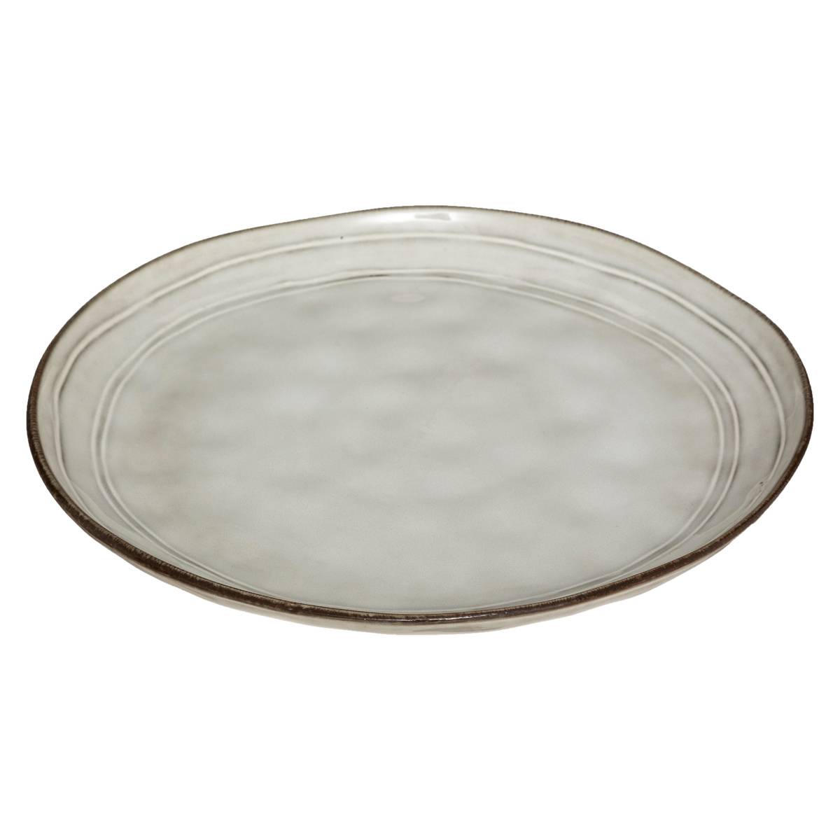 Lot de 6 assiettes en céramique FLOWER gris, SECRET DE GOURMET