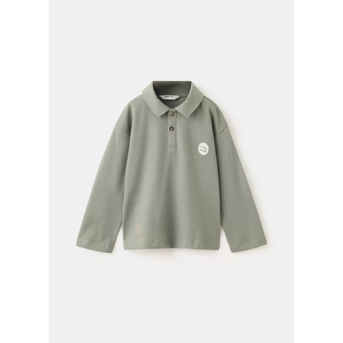 Polo en coton avec détail imprimé vert moyen, MANGO BABY