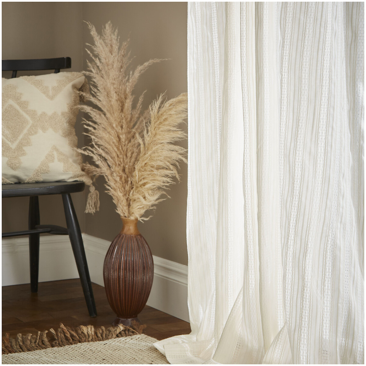 Broderie Cotton Anglaise Voile Curtain Panel natural, PINEAPPLE ELEPHANT